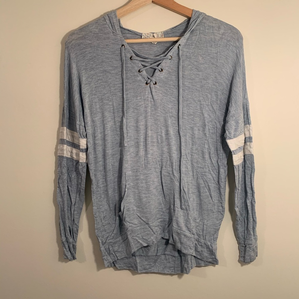 Pink Republic Light Blue Tie Hoodie Shirt